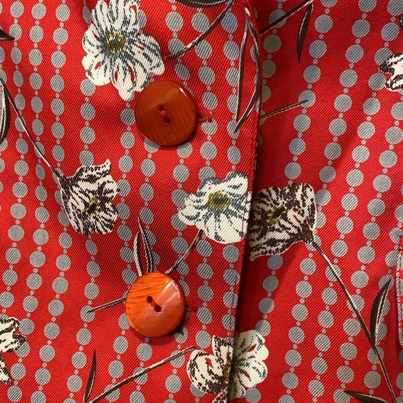 La Lisette Red Blazer Floral & Grey Dots Pinstripes - Picture 6 of 10